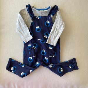 H&M Baby Boy’s Cookie Monster Overalls Set 12-18M